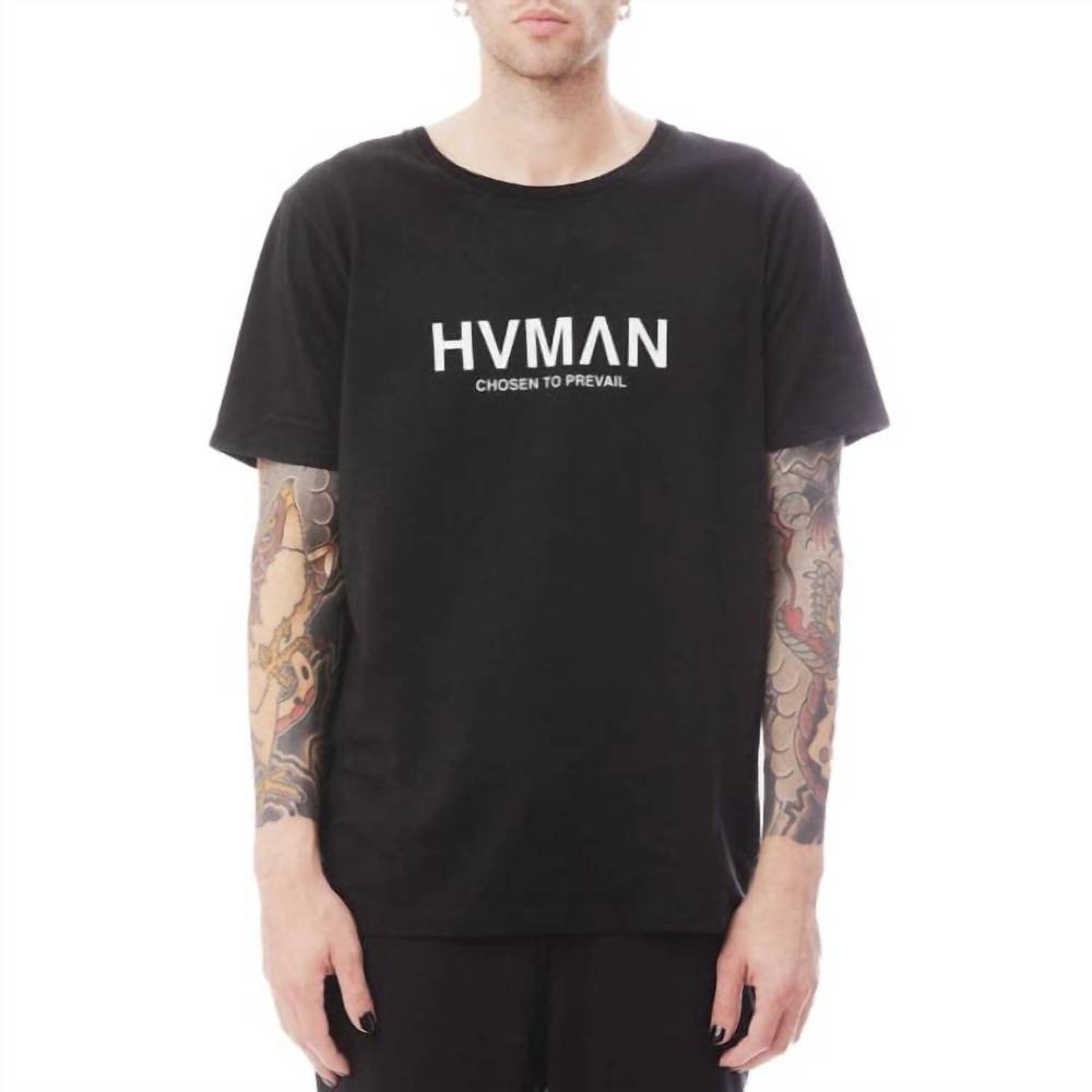 NEW HVMAN men's basic logo crew neck tee in black